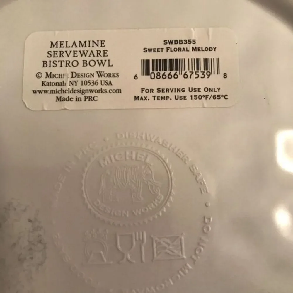 Michel‎ Design Works Melamine Serveware Bistro Bowl Beautiful Melody of Flowers - Picture 11 of 11